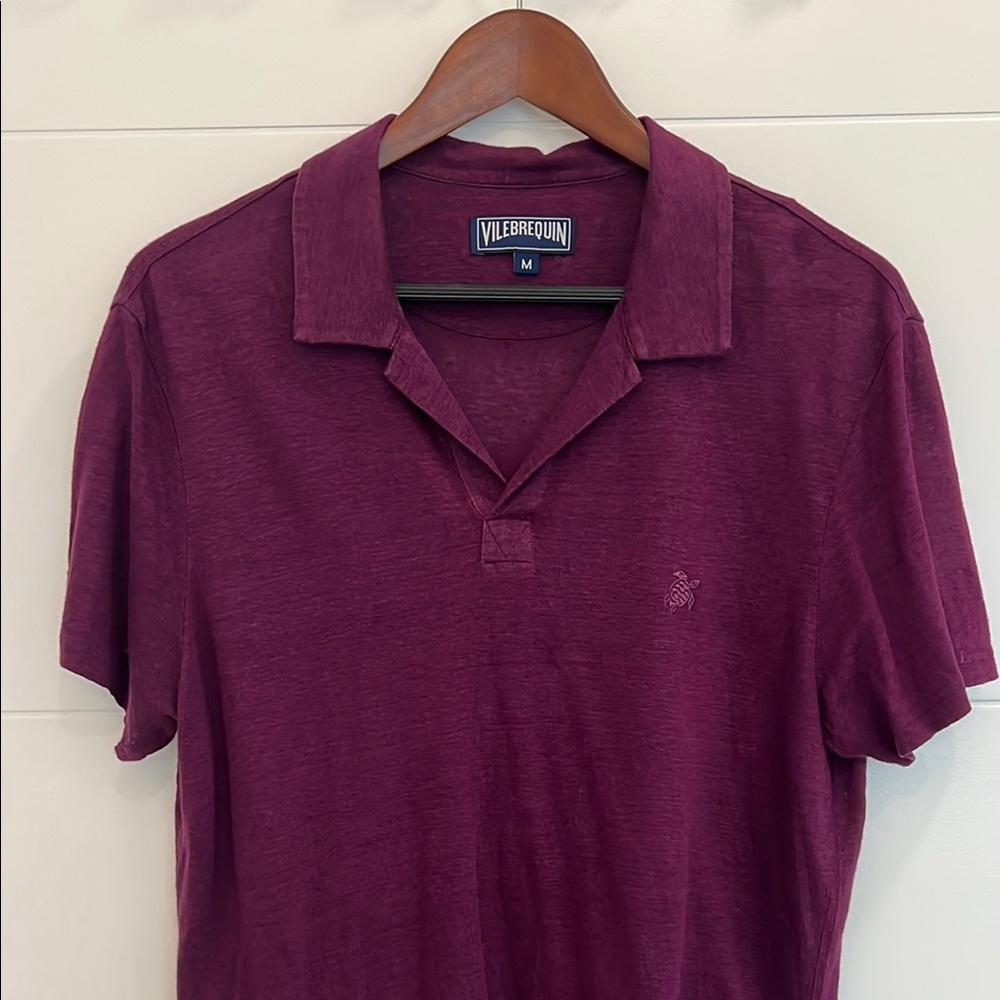 Vilebrequin Men's Burgundy linen Polo Shirt